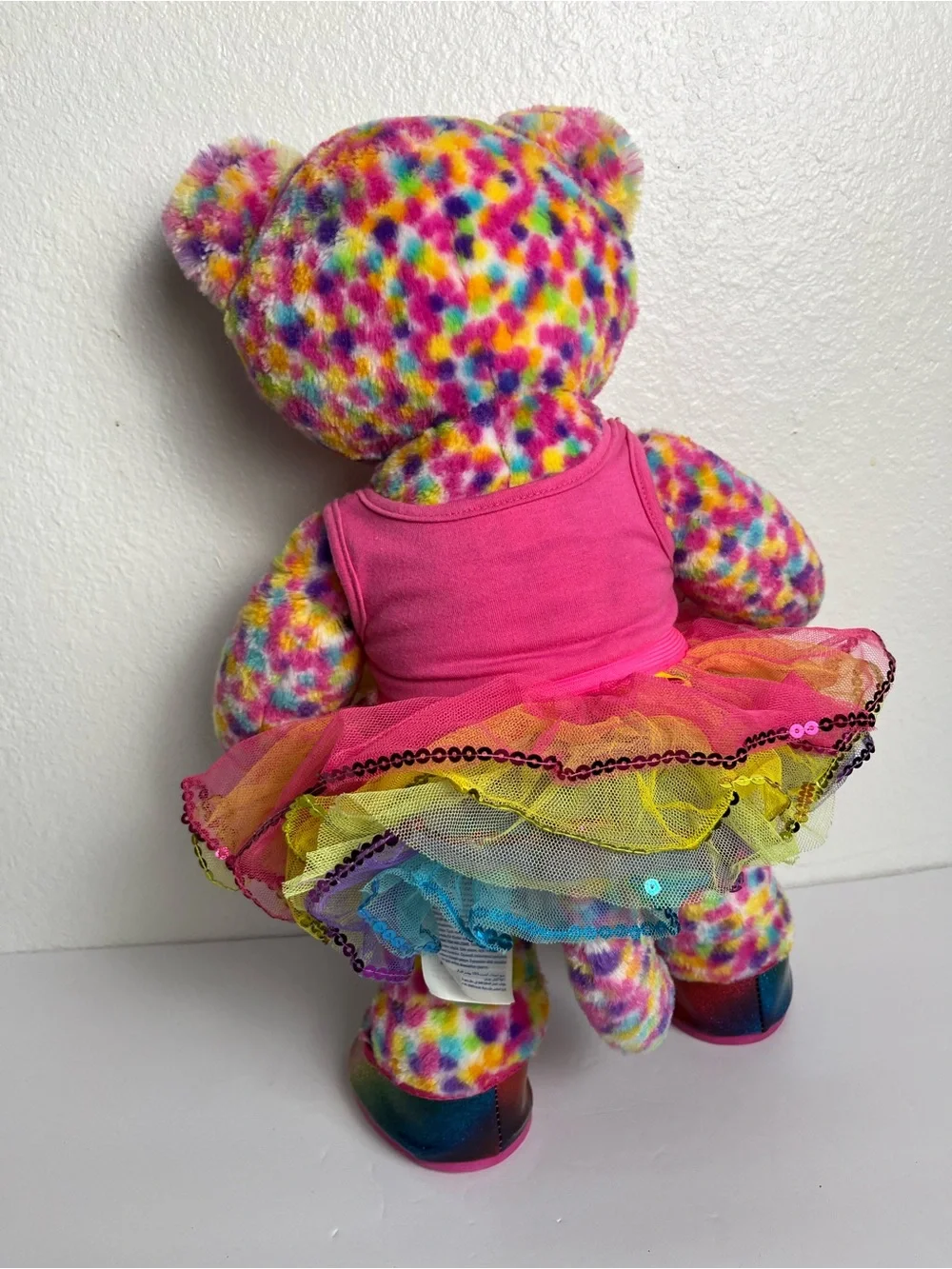 Build A Bear Lisa Frank Multicolor Plush Bear in Sparkly Tutu Sequin Kids Toy